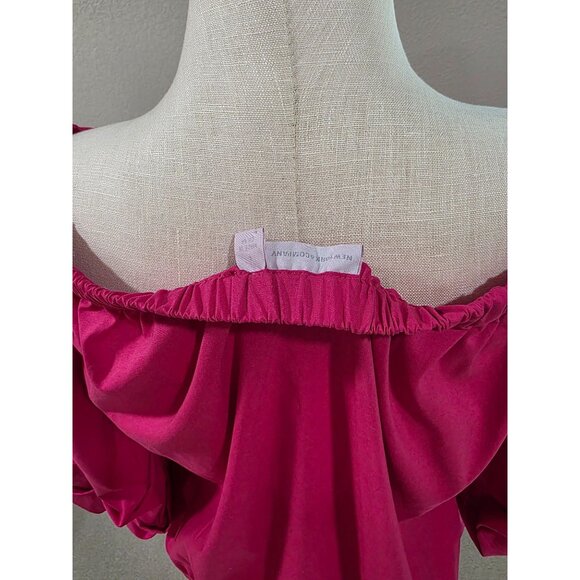 Women's Off-Shoulder Fuchsia Top With Ruched Sleeves & Side Tie New York and Com - Picture 6 of 6